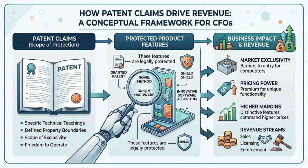 This is where revenue risk begins. If your main product feature drives eighty percent of your revenue, but the claims only protect a minor version of it, you are exposed. You are betting growth on something you do not fully own.