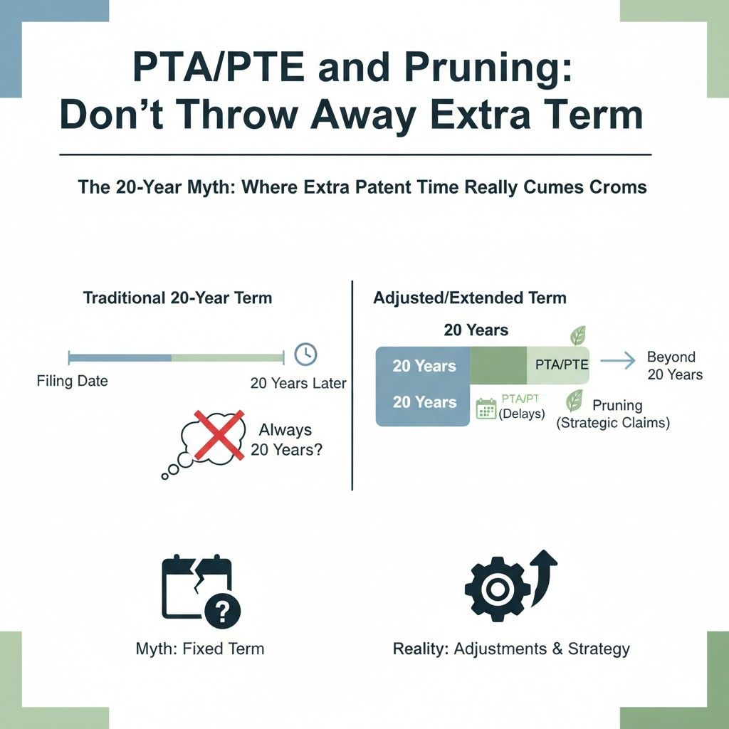 On top of that, in certain industries like pharma or biotech, if you lose years waiting for product approval, you may qualify for Patent Term Extension, or PTE. That can add even more time beyond the base 20 years.