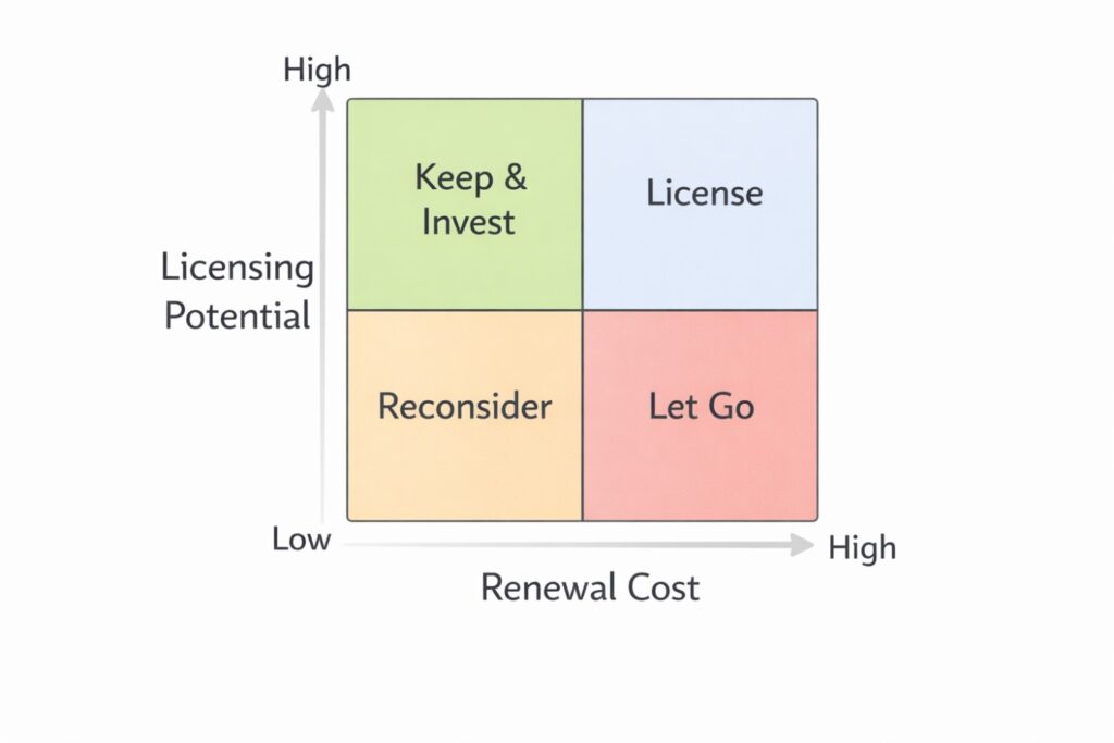 You might maintain protection only in countries tied to revenue or manufacturing. You might drop coverage in regions where enforcement would not make business sense.