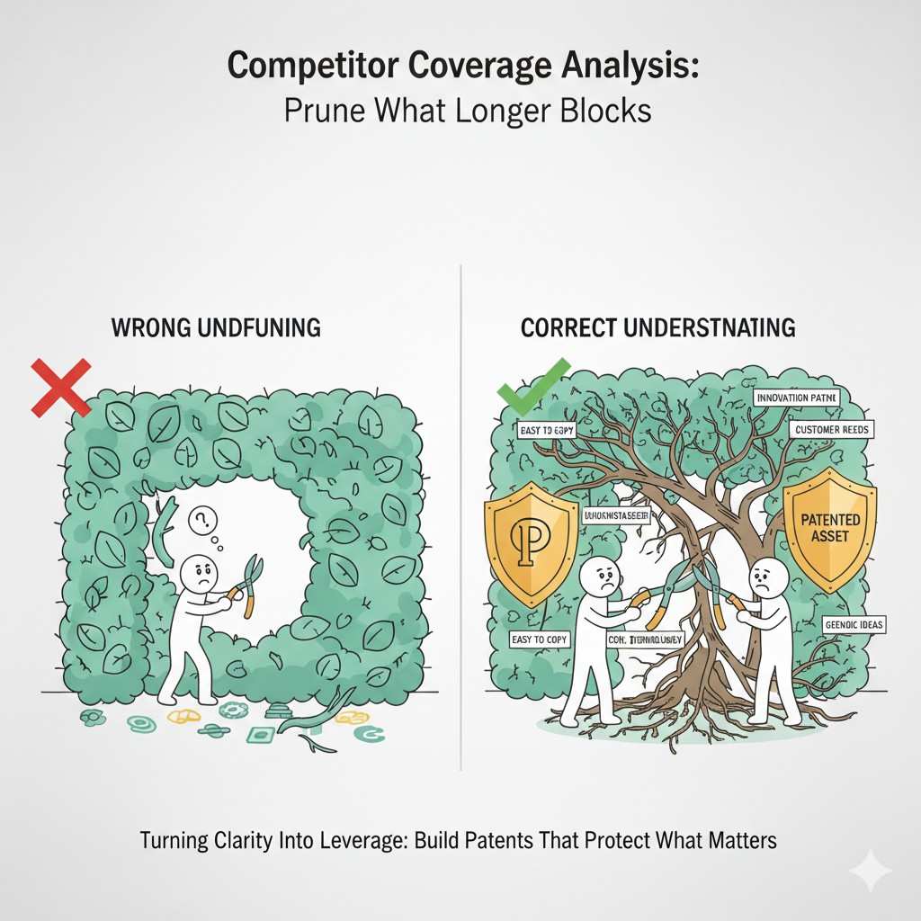 Instead of filing broad, vague patents that try to cover everything, focus on protecting the technical paths competitors left open. Build claims around your unique architecture choices. Anchor them in real implementation details.