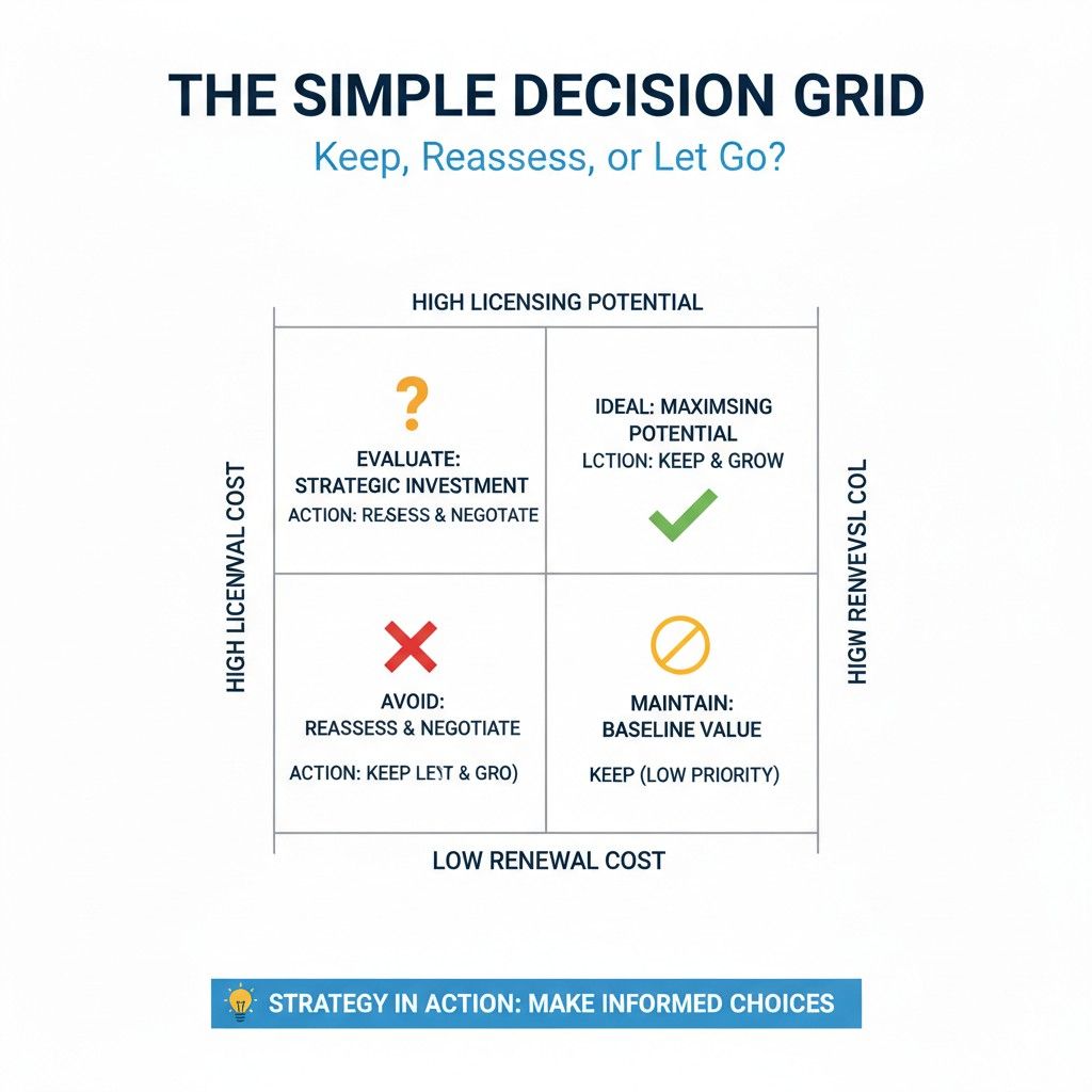 Licensing potential versus renewal cost is not a legal puzzle. It is a business choice. When you simplify it into a clear grid, you remove fear. You gain confidence.