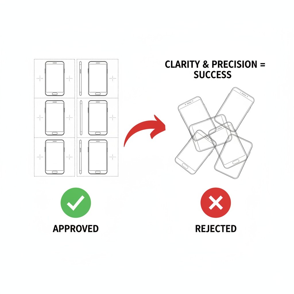 This is critical for businesses planning product evolution. Early versions change. Edges soften. Buttons move. If your figures lock you into early design choices, future versions may fall outside your protection.