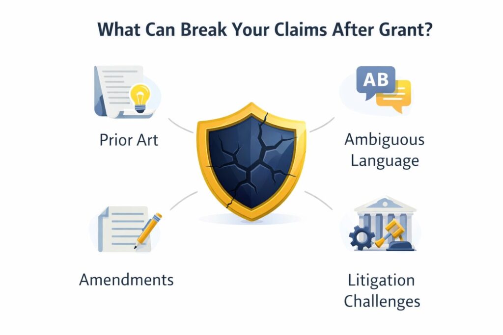 If you discover art that looks uncomfortably close, you still have options. You can file continuation applications that focus on narrower but stronger claim sets.