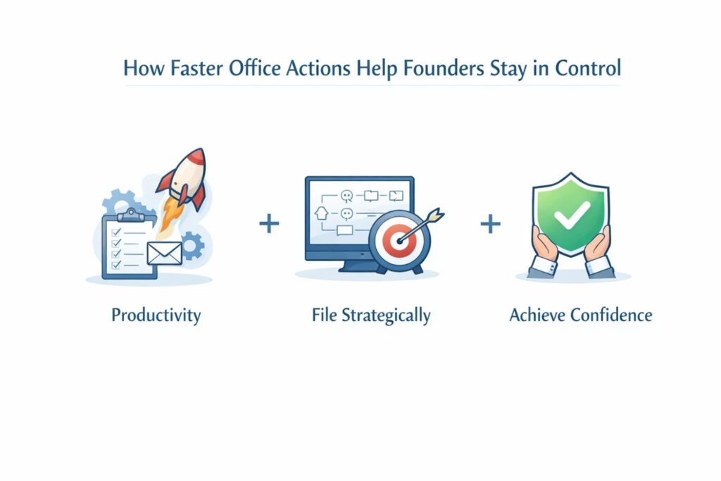 Faster delivery through the e-Office Action Program means you can review examiner feedback while your product decisions are still flexible.