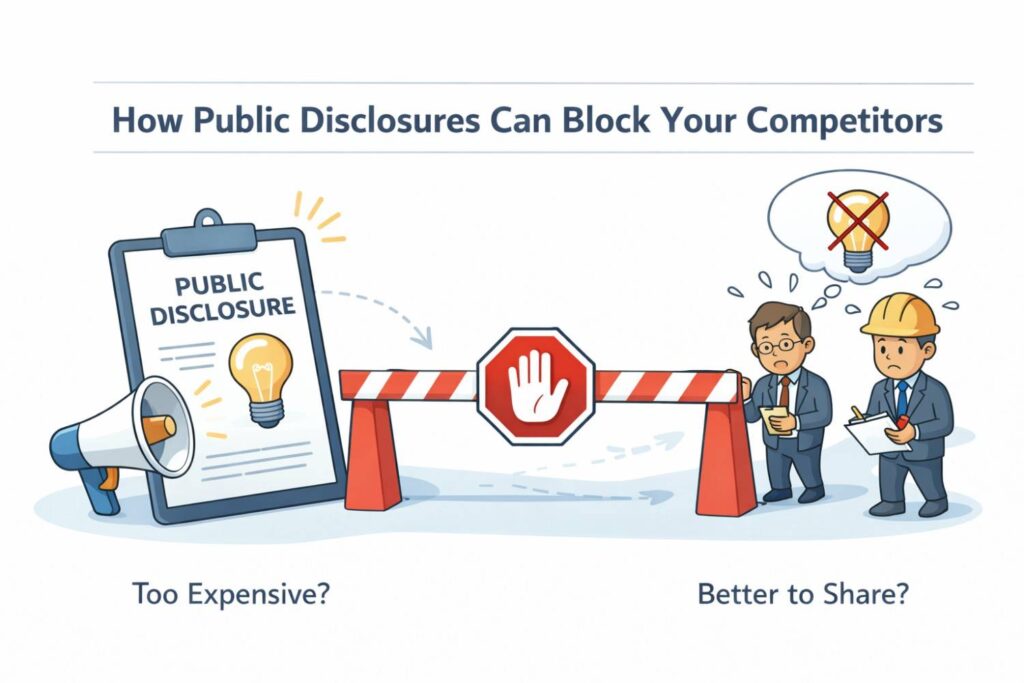 Timing is critical. The disclosure must happen before someone else files. If you wait too long, you lose the advantage.