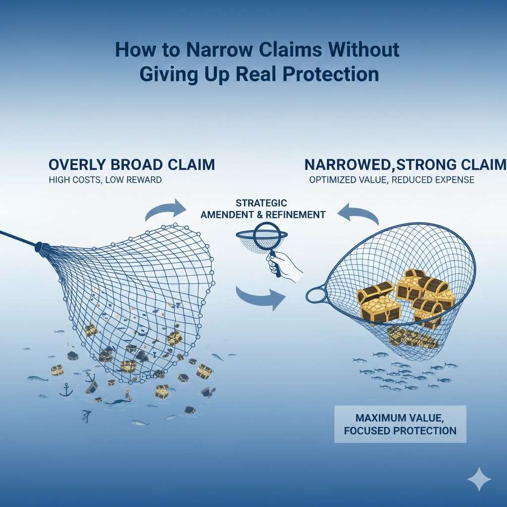 If the broadest version faces rejection, you can fall back on a dependent claim that already includes the extra detail needed for approval. This avoids rewriting from scratch and keeps your timeline cleaner.