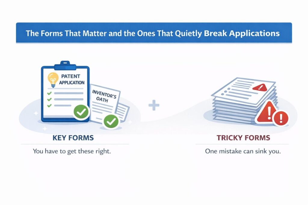 This sheet organizes key information that examiners rely on. Errors here can lead to misclassification or missed connections to related filings. From a strategic view, clean and accurate data helps your application land in the right hands faster.