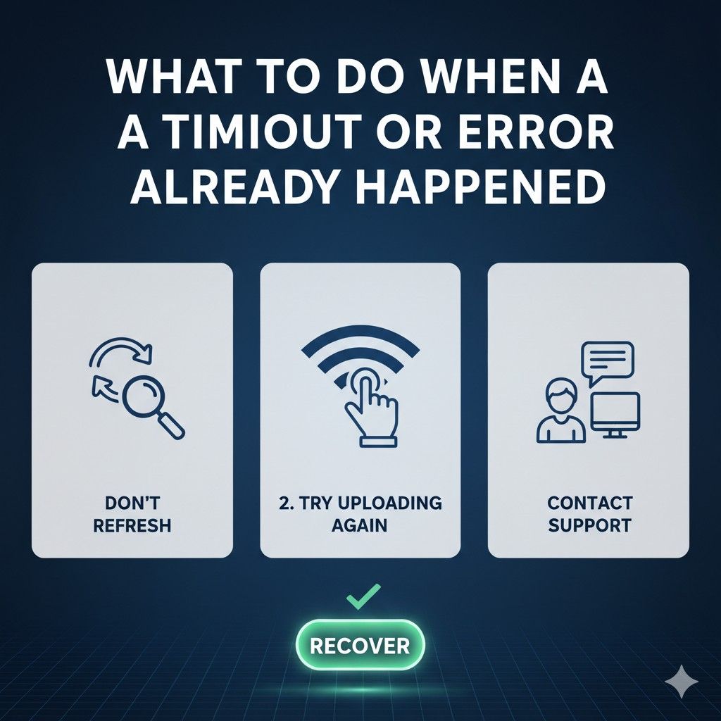 The first instinct after a failure is to retry fast. This often makes things worse. When an error appears, the priority is to preserve what exists. Do not refresh right away.