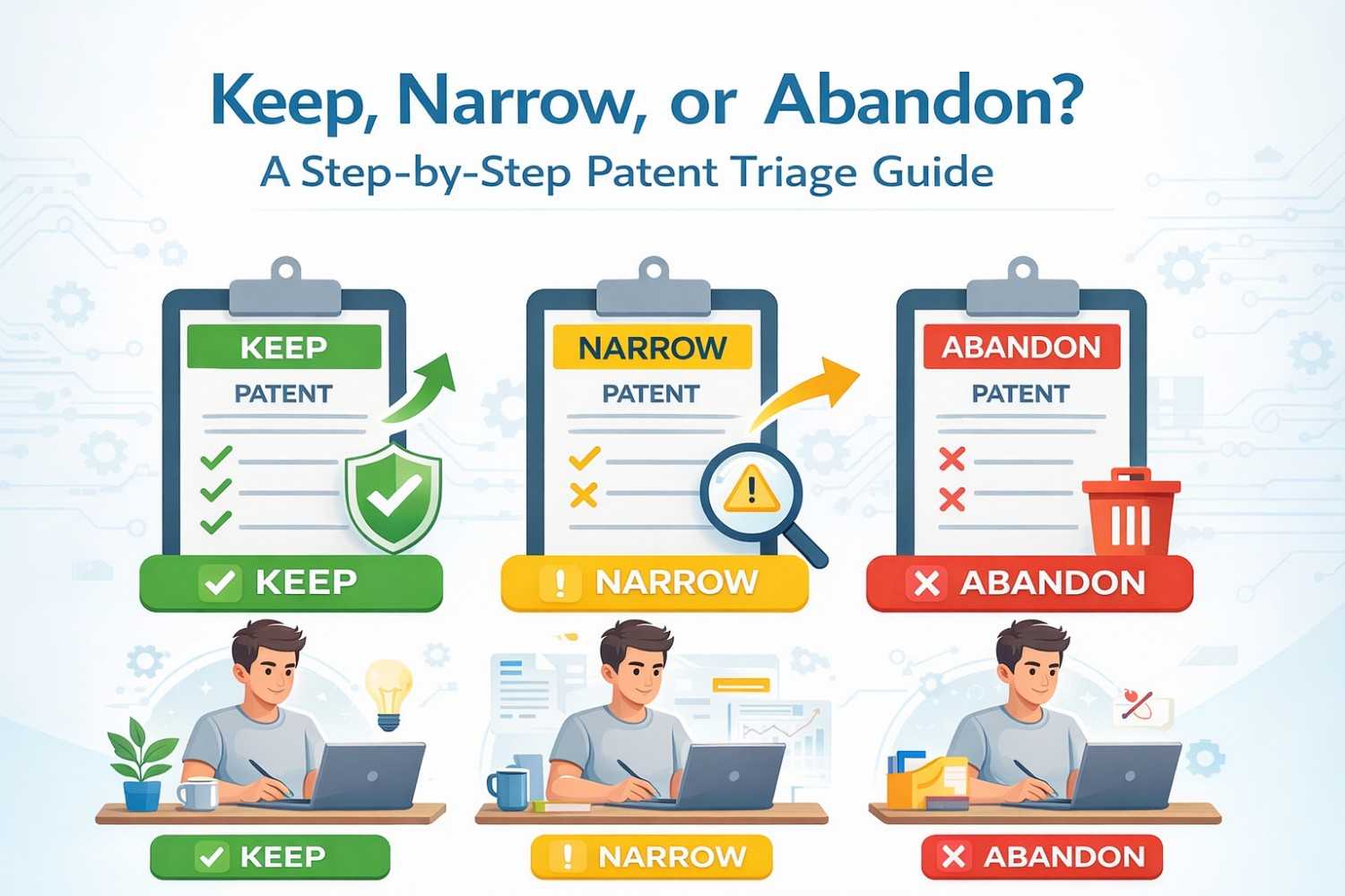 Keep, Narrow, or Abandon? A Step-by-Step Patent Triage Guide