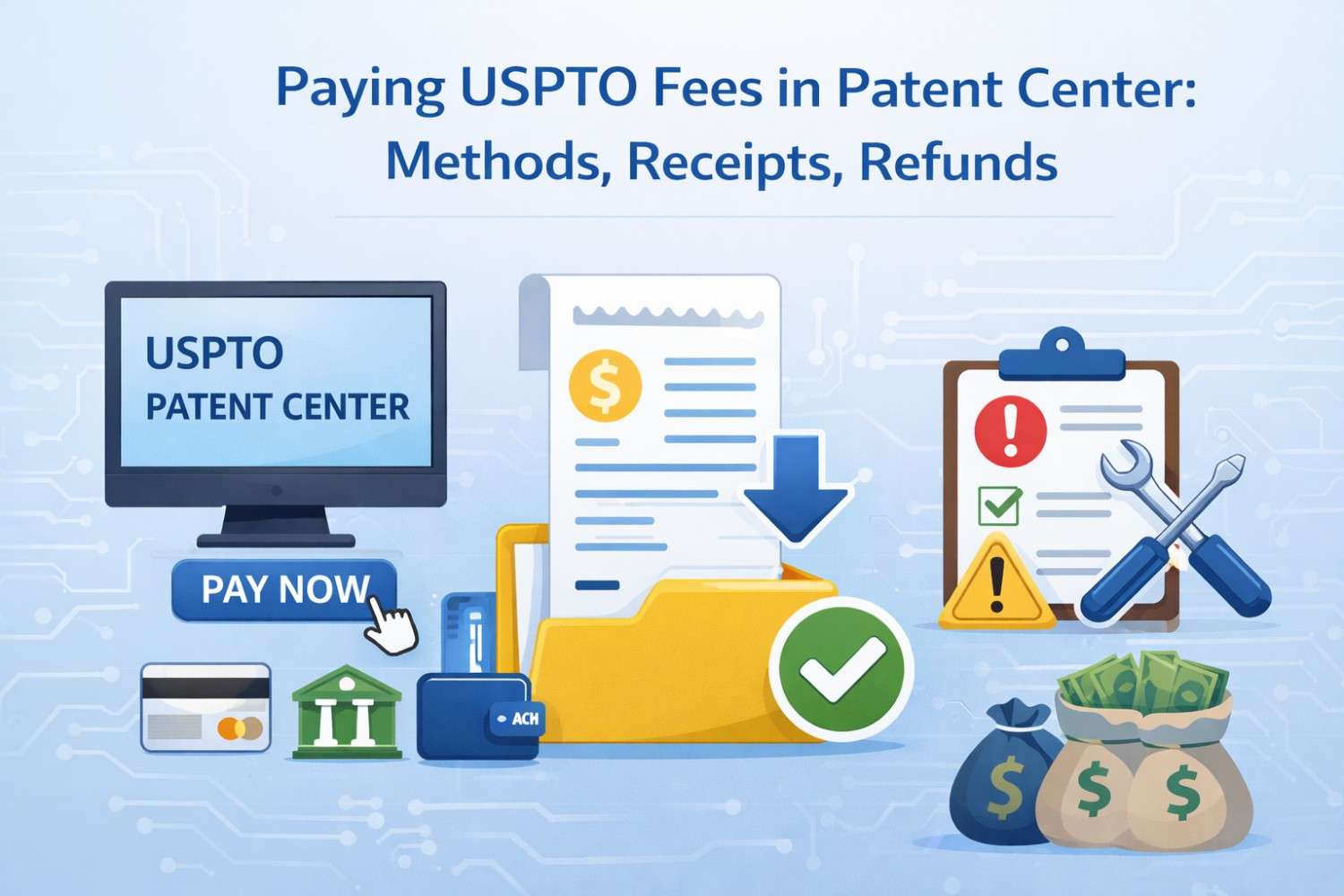 Paying USPTO Fees in Patent Center: Methods, Receipts, Refunds