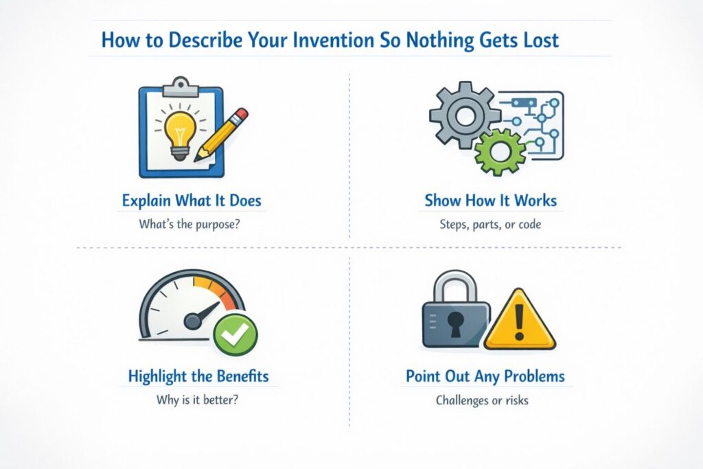 This forces you to separate the invention from the product. Investors care about the product. Patent protection cares about the engine.
