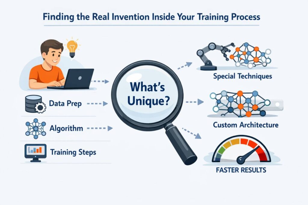 That may help in a pitch deck, but it does not help much when you are trying to identify patent value. The better question is this: what had to be true during training for that result to happen?