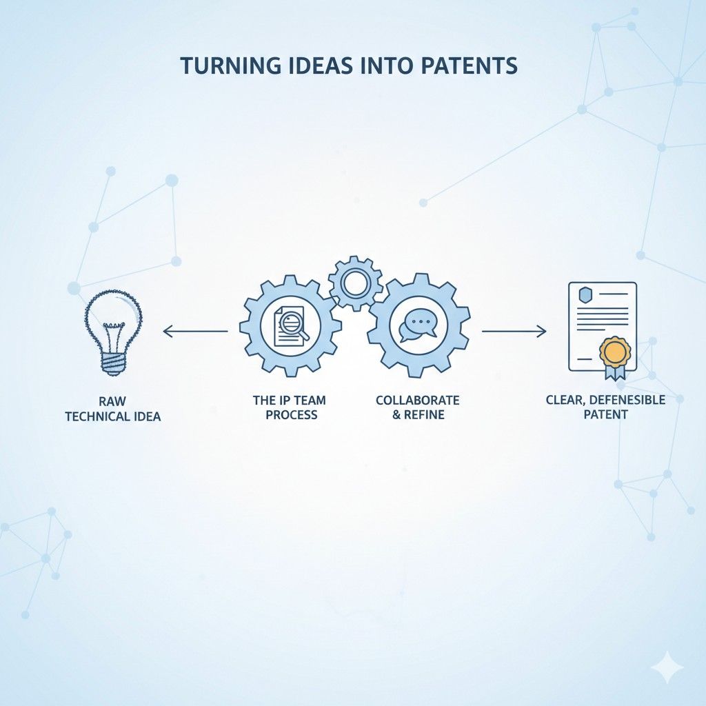 A defensible patent story needs a logical flow. It should explain the problem, the system context, the new approach, the steps or structure involved, and the result that follows.
