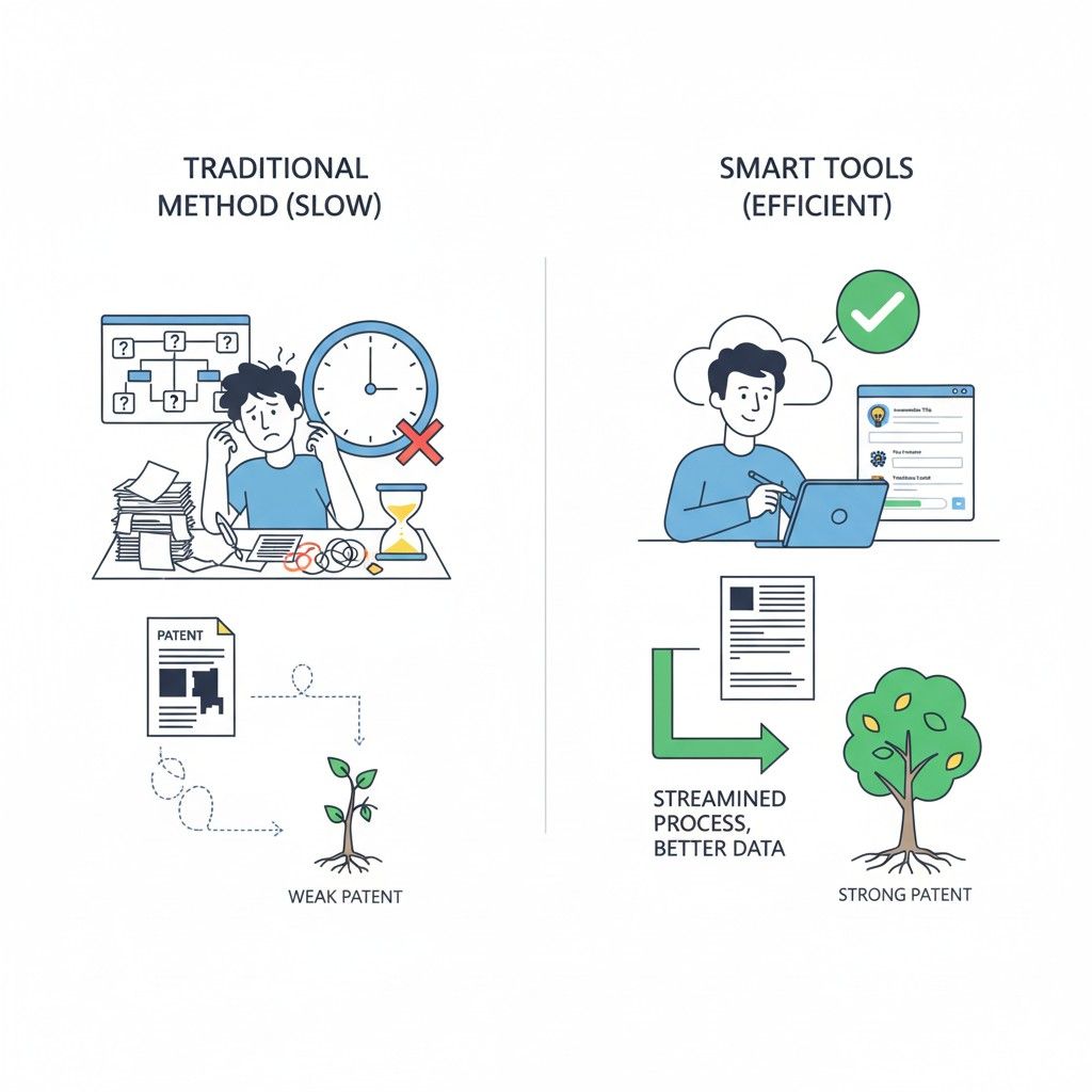 Attorneys can leave comments directly on technical material, and inventors can respond without scheduling long meetings. This keeps the process moving while maintaining accuracy.