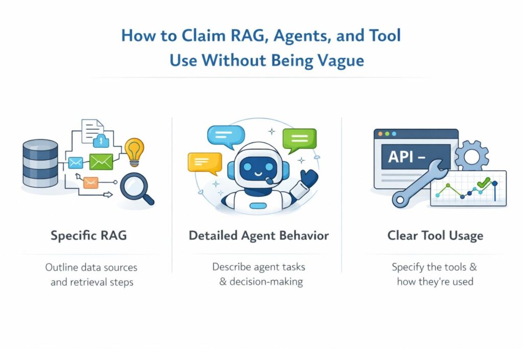 This is where many businesses lose leverage. They say their app uses retrieval to improve outputs, agents to complete tasks, and tools to perform actions. That may be true, but it is still too empty.