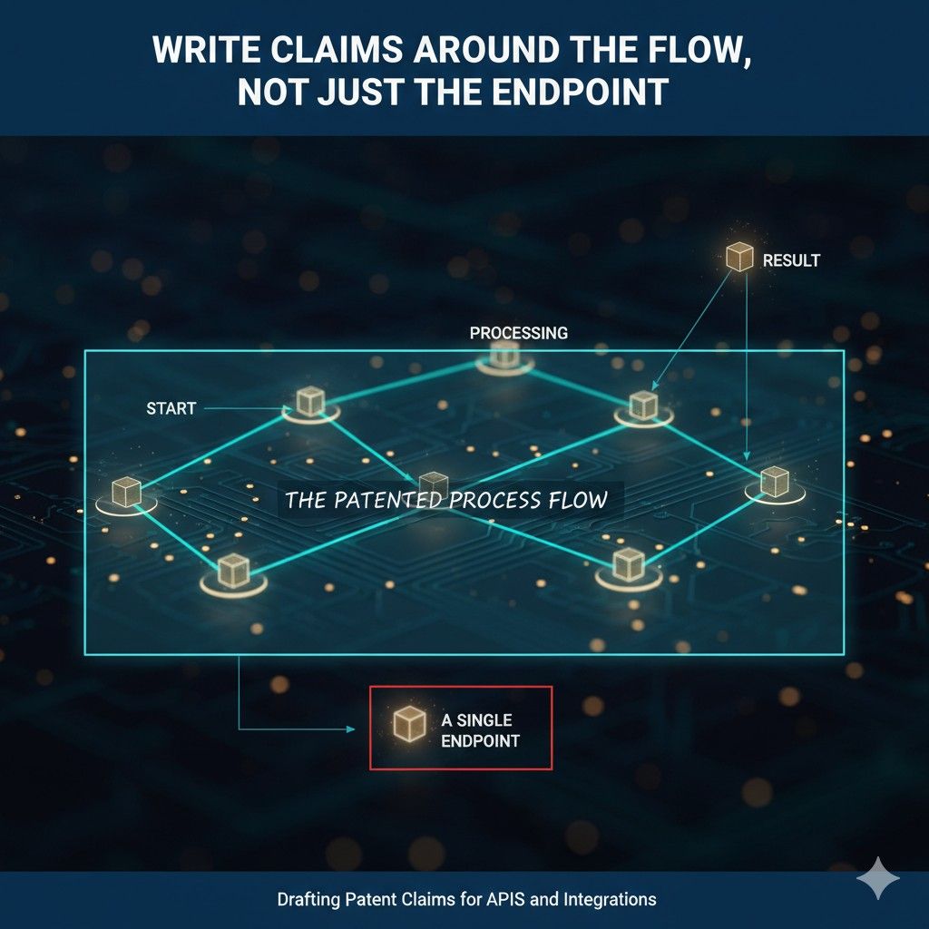 If your product wins because it synchronizes records more reliably, routes work more intelligently, or lets partners connect much faster, the claim set should reflect the specific flow that creates that outcome.