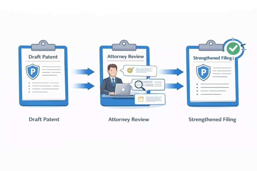 A strong review identifies the heart of the invention and makes sure the claims are built around that heart. If your intake was clear, this becomes a collaborative refinement instead of a long discovery process.