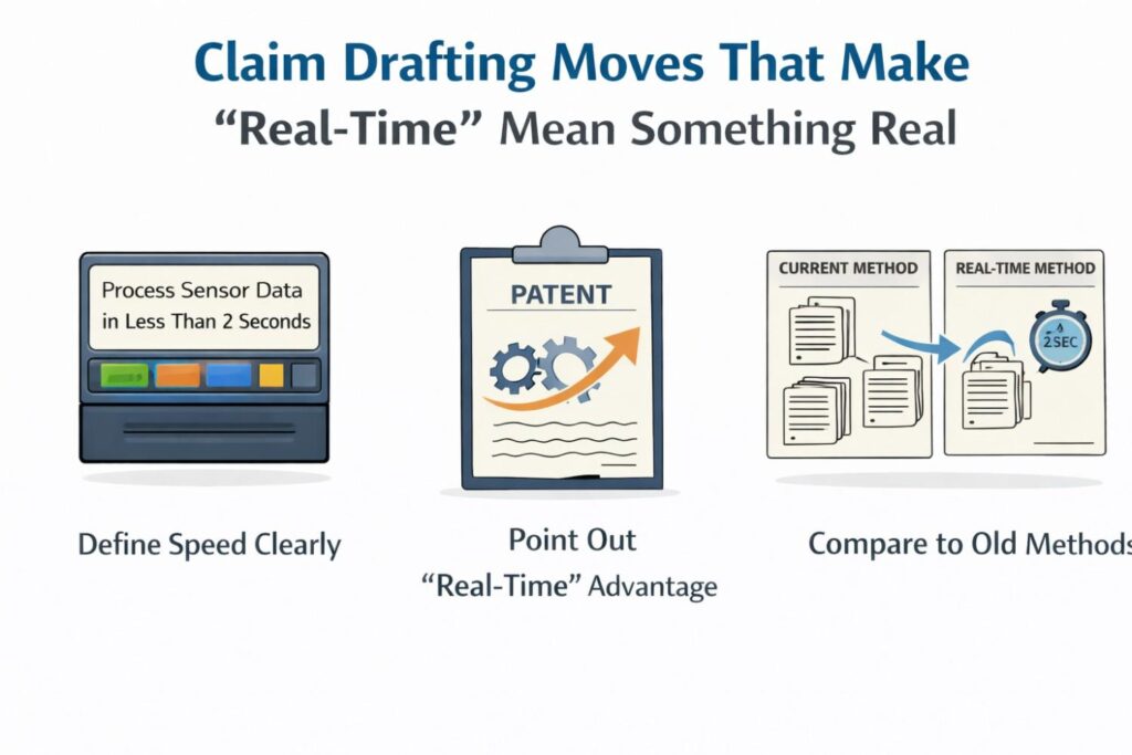 If the claim opens with “a system for real-time processing,” the phrase may sound modern but still leave the reader unsure about what matters.