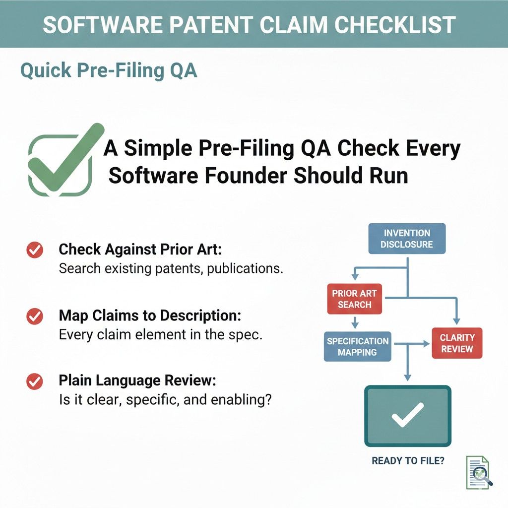 Many teams make the mistake of checking claims against early invention notes or old slides. That can leave the filing tied to a version of the software that is already outdated.