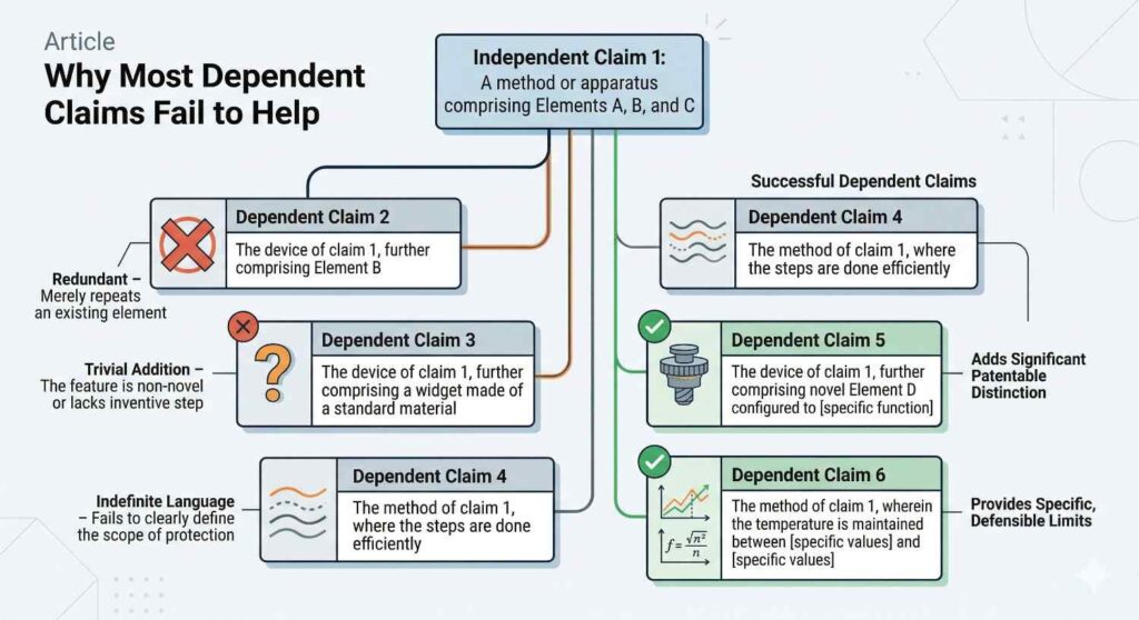 But a very narrow claim can become so specific that it protects only one exact implementation and nothing else. That may feel safe, yet still be commercially weak.