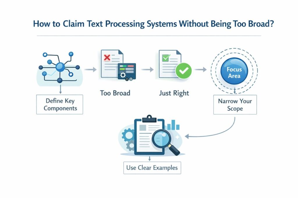 But a claim becomes valuable only when it captures the true technical idea in a way that maps to real systems in the market. That means the claim must have enough structure to show what actually makes the text processing method different and useful.