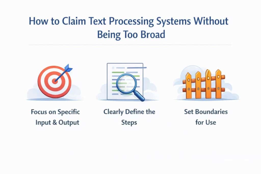 That means the claim can describe what a component does within the system, as long as the function is connected to a specific technical role.
