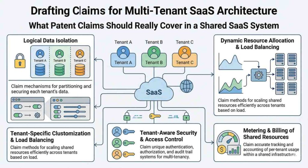At the end of the day, patent claims for a shared SaaS system should cover the technical moves that protect the business itself.