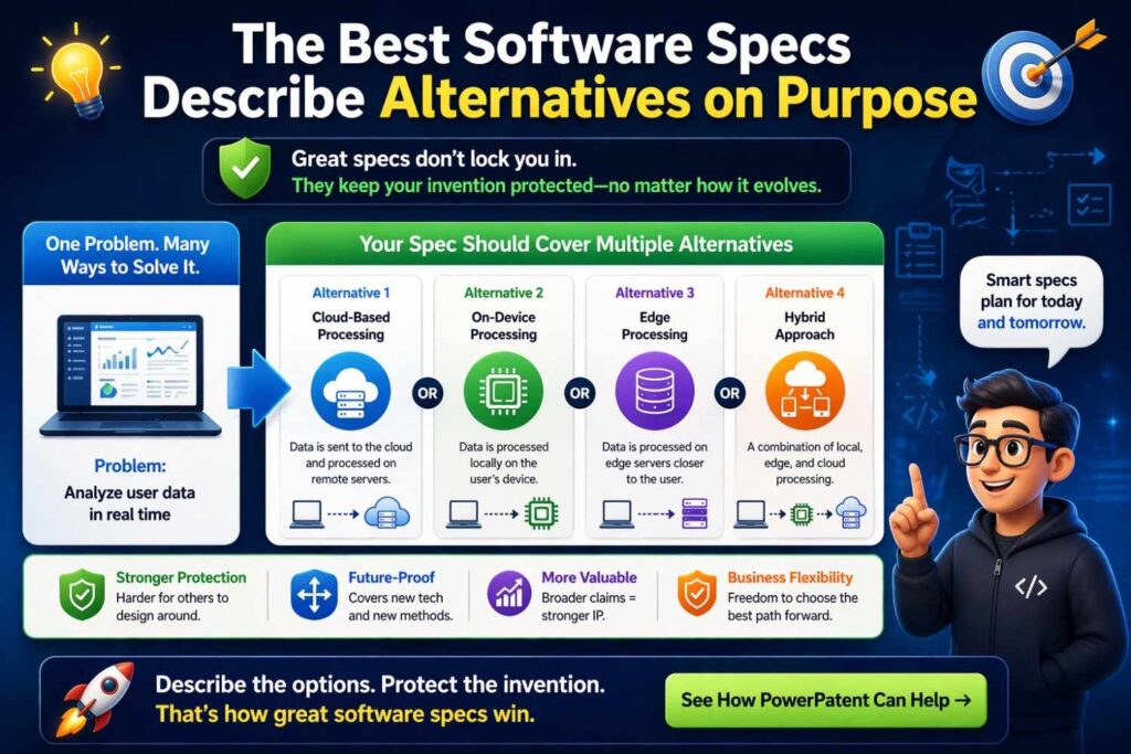 A good patent spec does not stop at one embodiment.