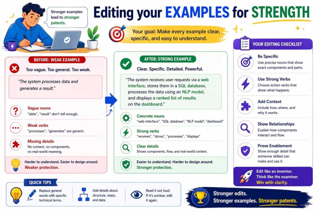 Once your examples are drafted, edit them with three questions.