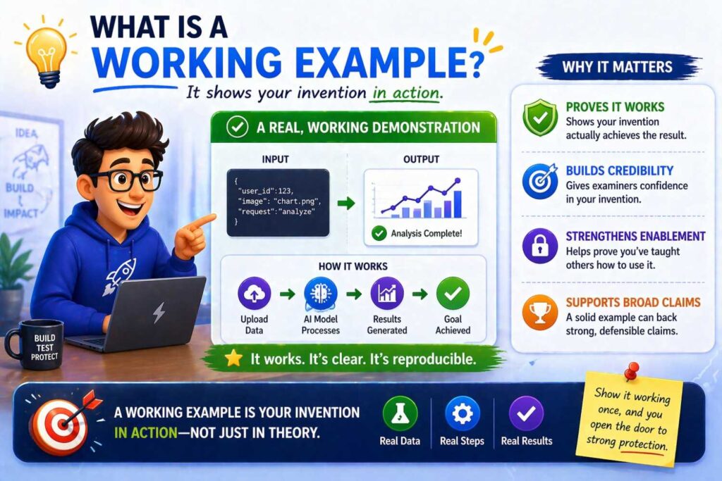 A working example is exactly what it sounds like. It describes something that has actually been done.
