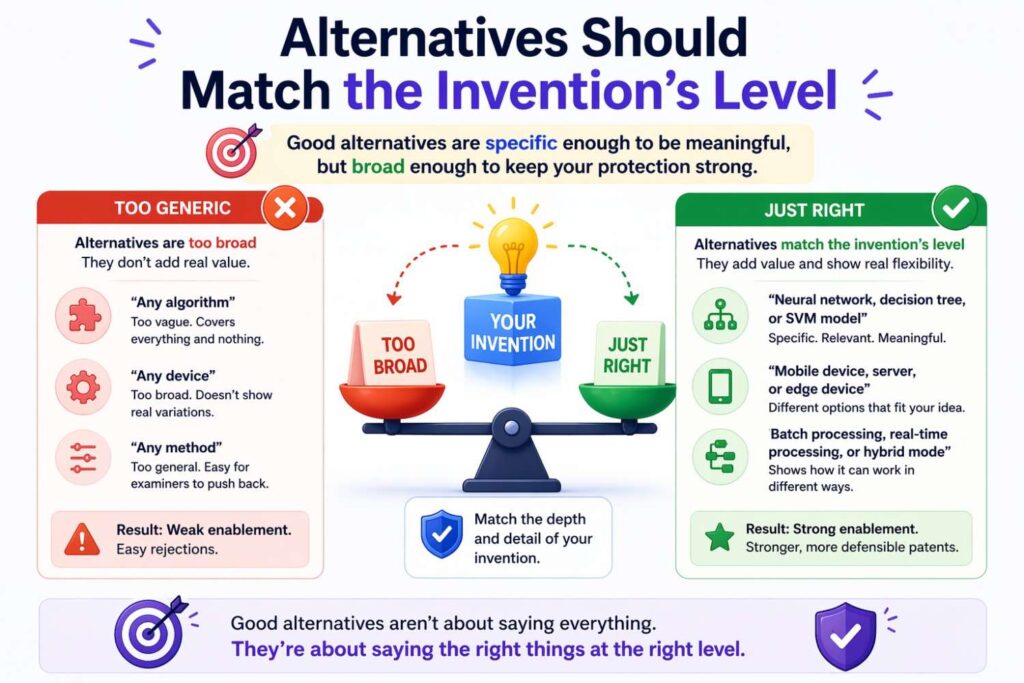 Another common mistake is describing alternatives at the wrong level.