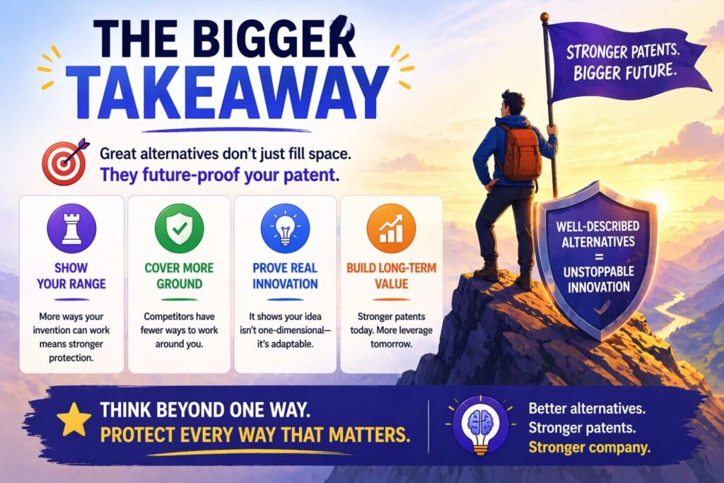 Describing variations and alternatives well is not merely about satisfying patent formality.