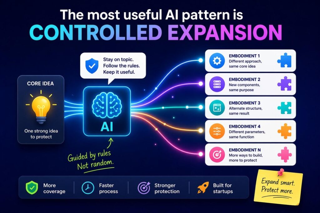 The best results usually do not come from asking AI to “write more embodiments” in one vague command.