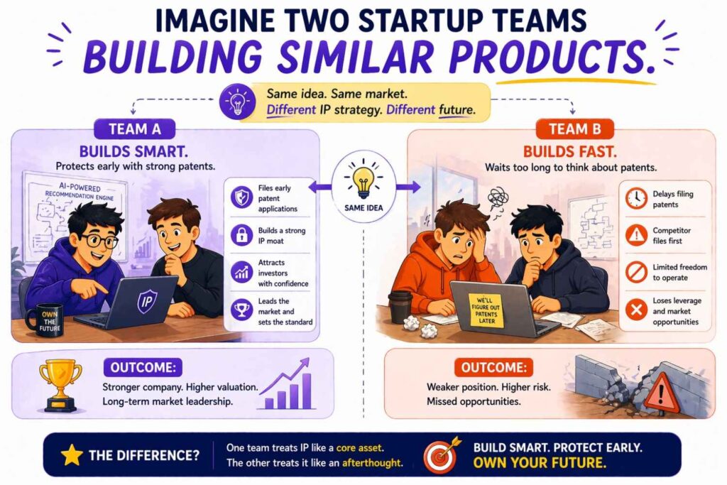 Imagine two startup teams building similar products.