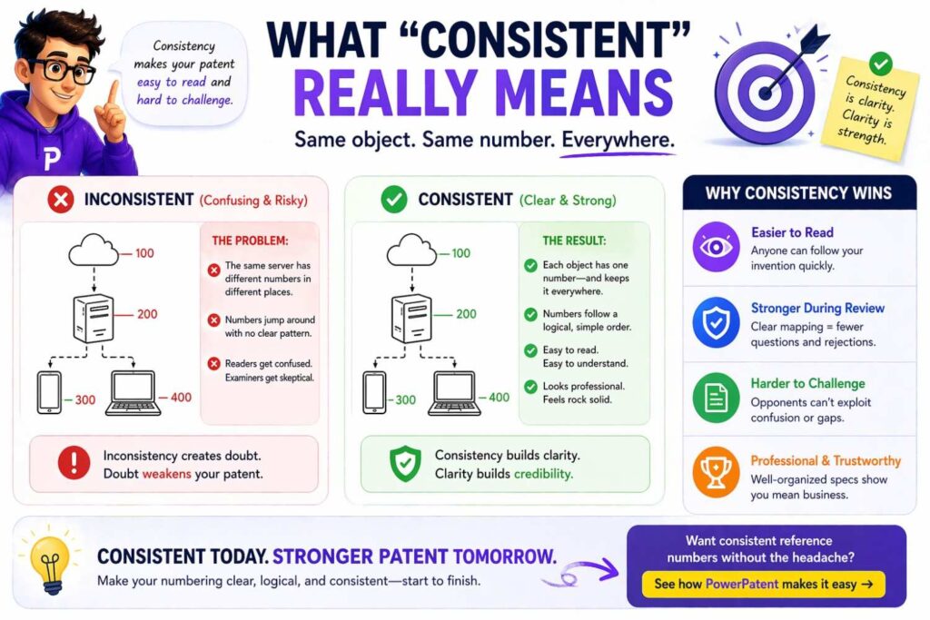 Consistency is not just “every part has a number.”