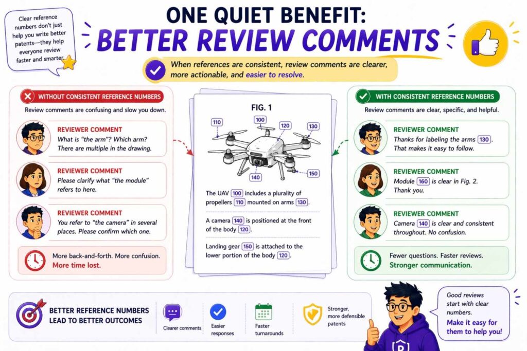 Consistent reference numbers make review comments much easier.