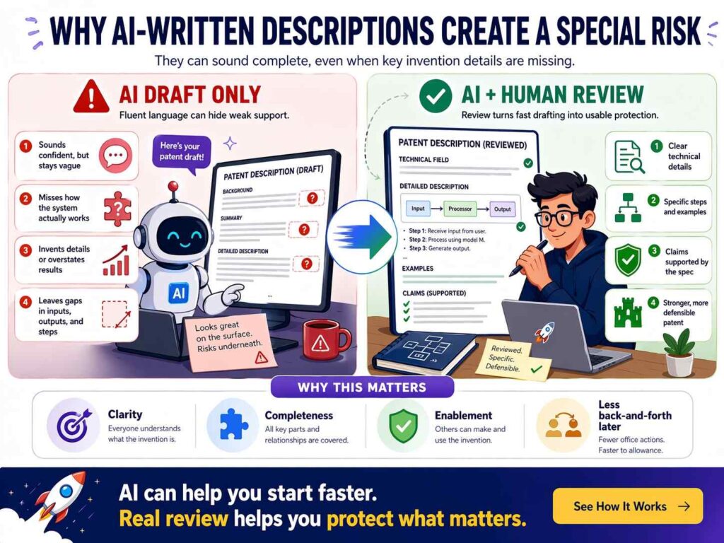 Most founders do not use AI to create a patent from nothing. They use it because they are busy.
