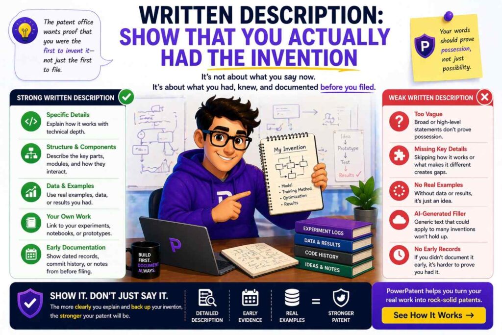 In simple words, the patent must prove that this was not just an idea, a wish, or a broad goal.