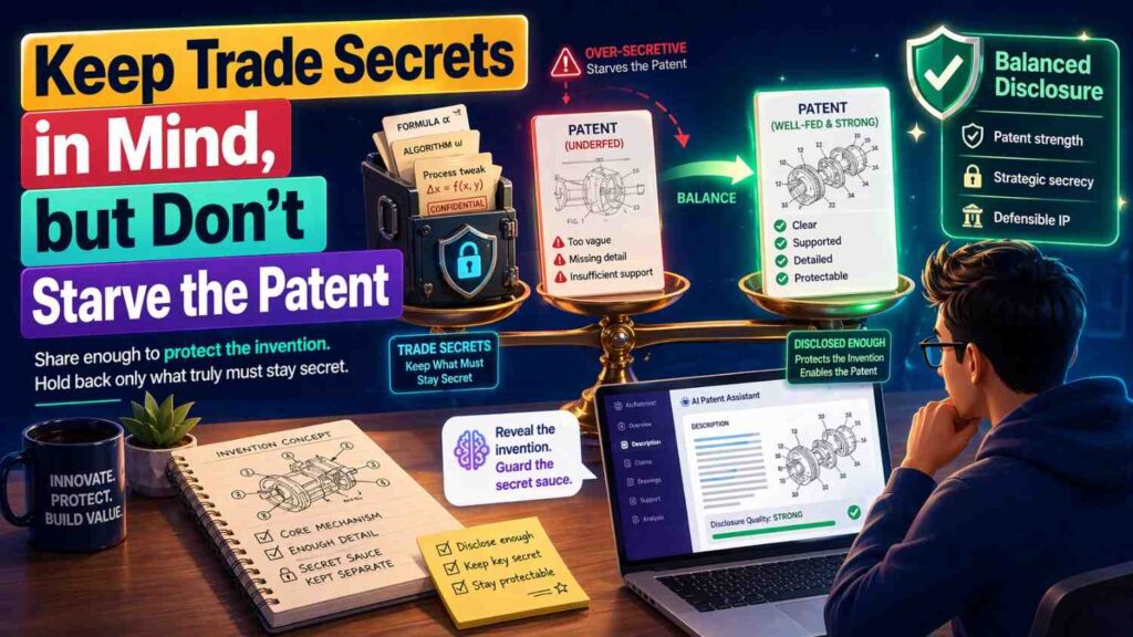 Some founders are afraid to put too much detail in a patent.