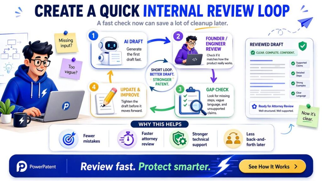 Founders can improve patent quality with a short internal loop.