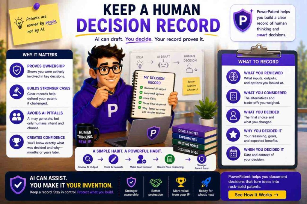 When AI helps with patent drafting, businesses should keep track of important human choices.