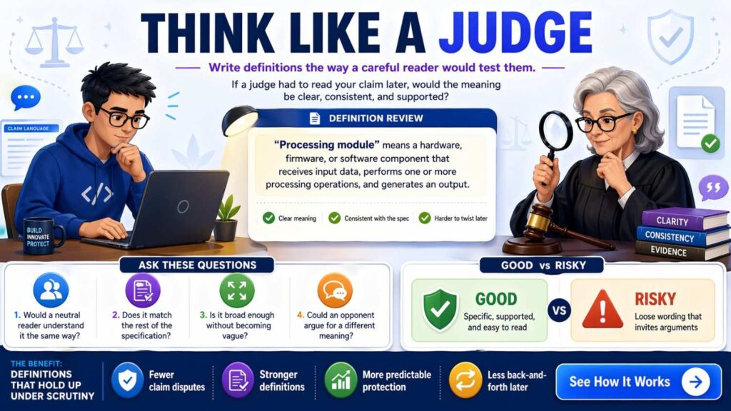 A judge may read the patent years later.