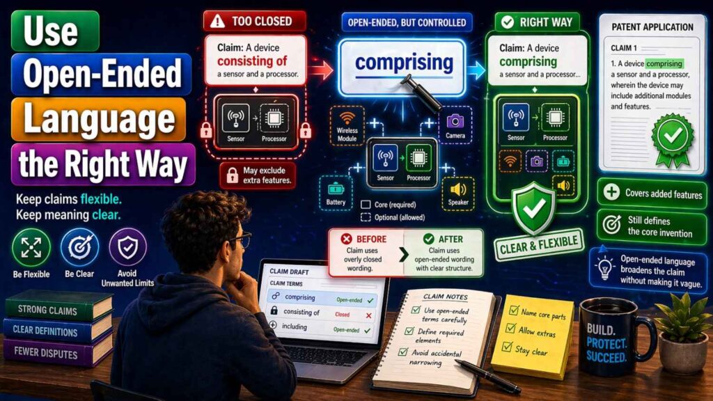 Patent writers often use open-ended language to avoid closing off options.