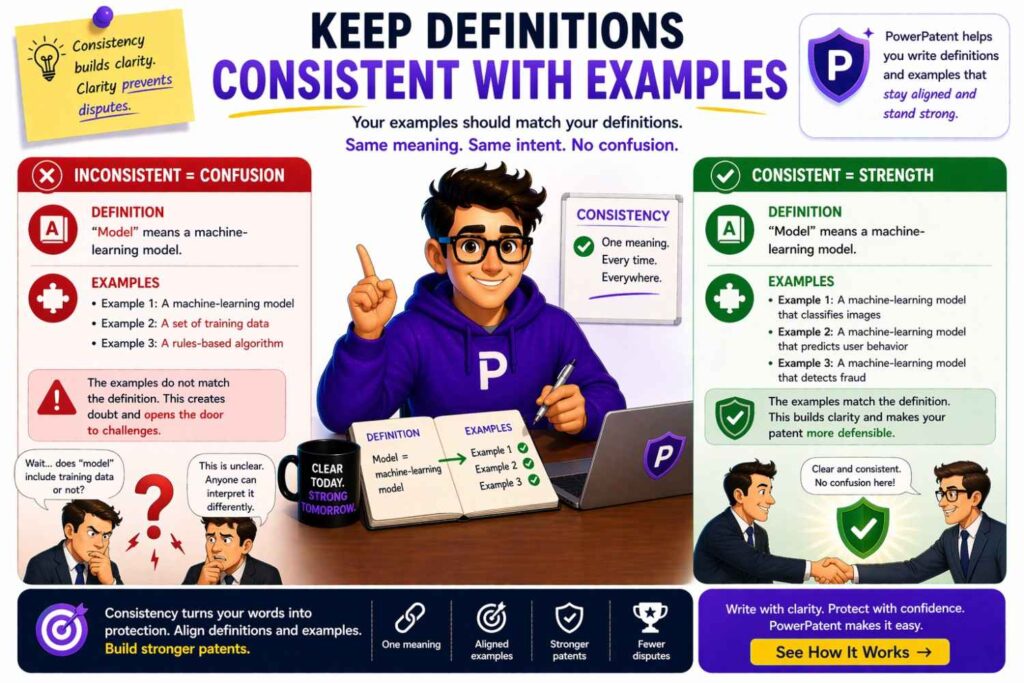 Examples should support definitions, not contradict them.