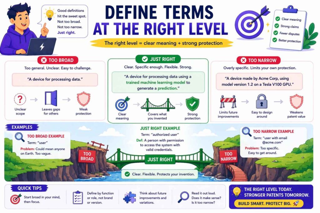 A definition can be too high-level or too low-level.