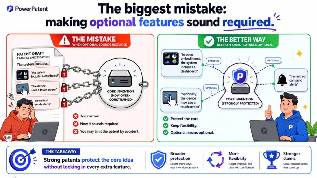 But it may also make the invention look like it needs all six things.