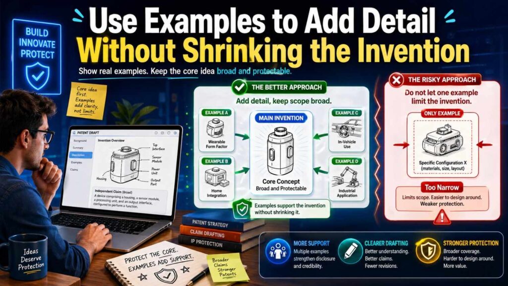 “In some examples” is one of the most useful phrases in a patent draft.
