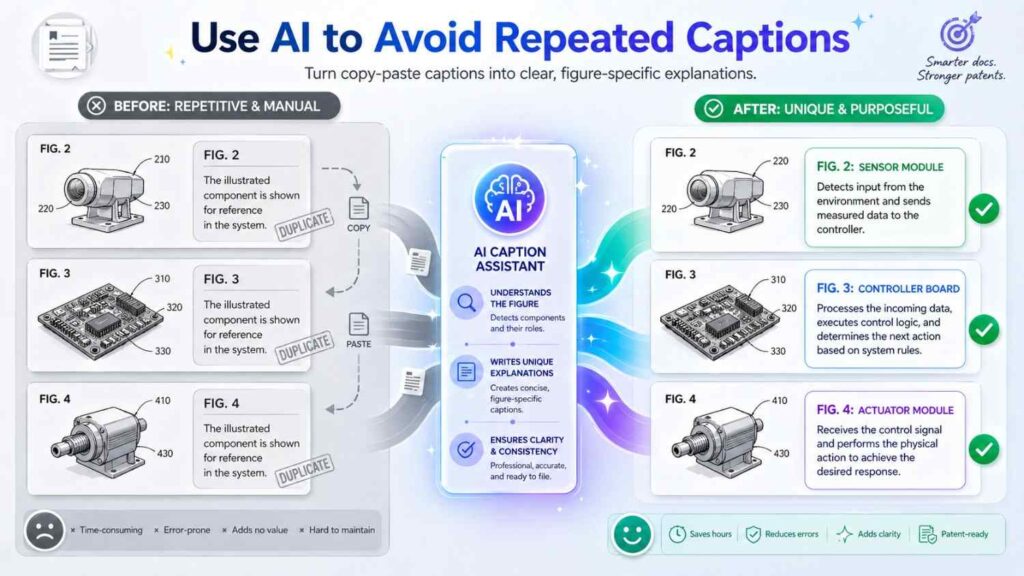 When a patent has many figures, captions can start to sound the same.