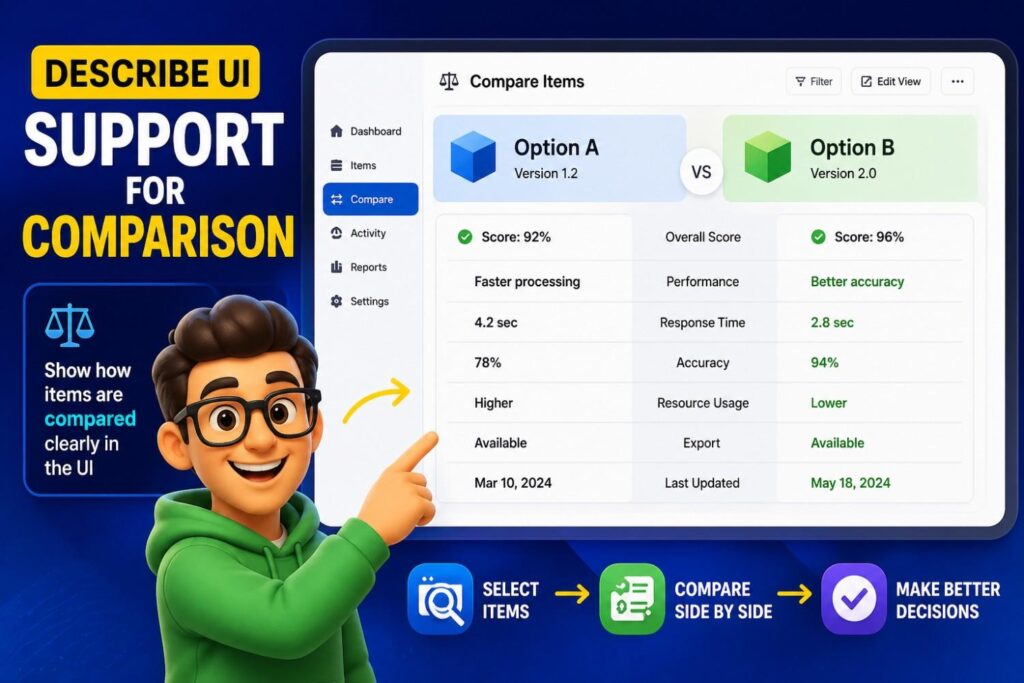 Some interfaces let users compare items.