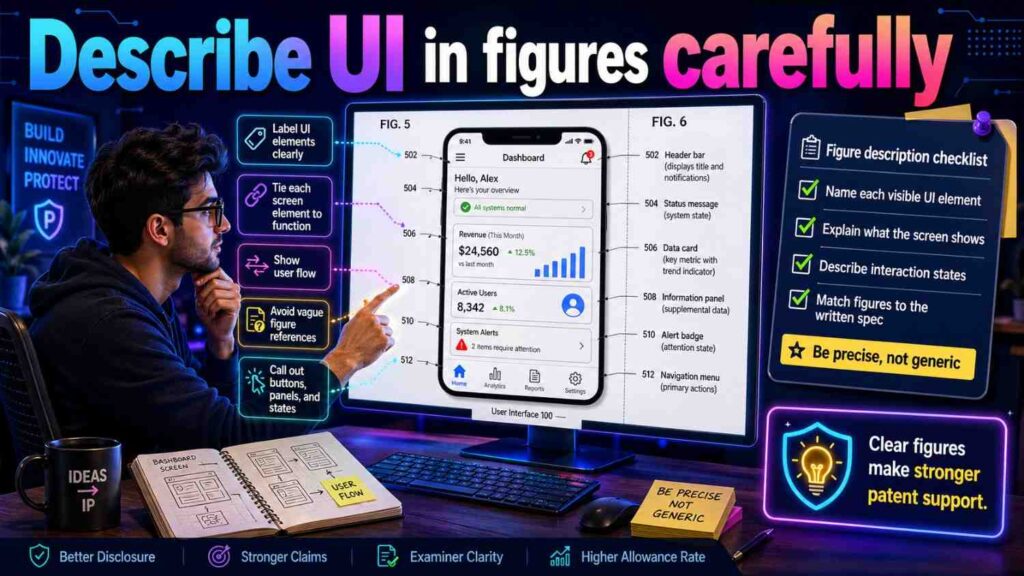 If you include UI figures, describe them as examples.
